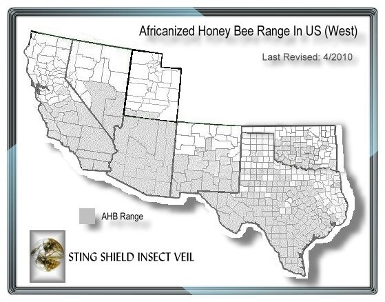 image of Africanized Honey Bee Range in US