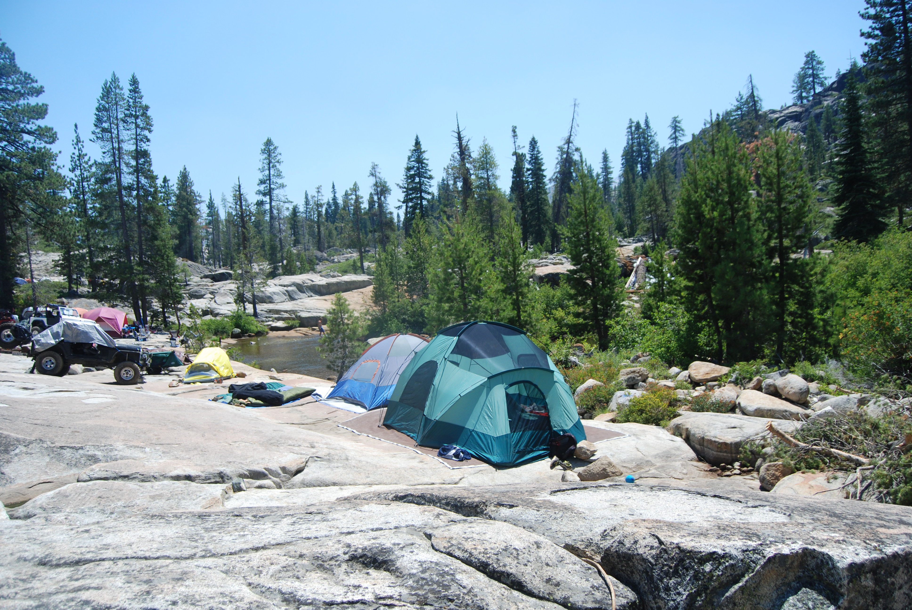 Tents on rock outcropping